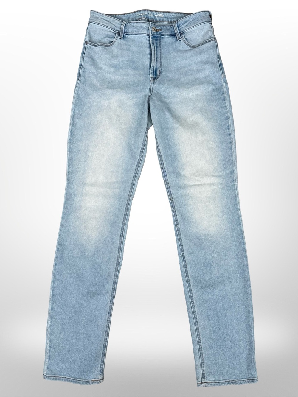 Old Navy 10 Long High Rise WOW Straight Leg Jeans Light Wash Blue Denim Women's